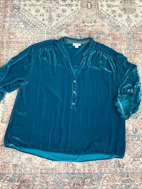 Sundance Teal Velvet Blouse